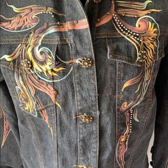 DG2 Diane Gilman painted jean jacket medium - Picture 4 of 9